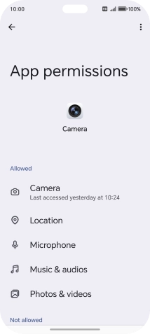 The app activity for the selected app is displayed.