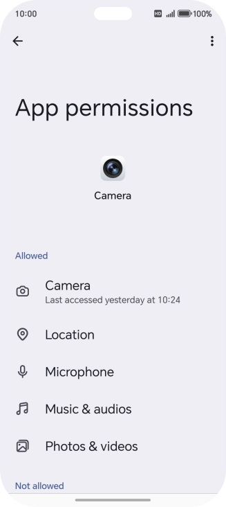 The app activity for the selected app is displayed.