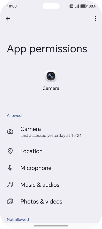 The app activity for the selected app is displayed.