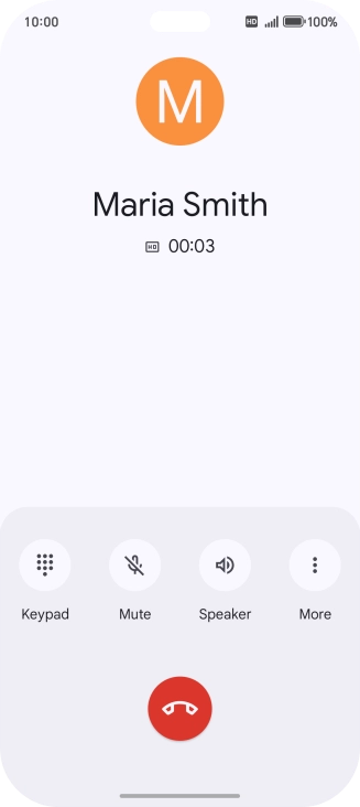 Press the end call icon.