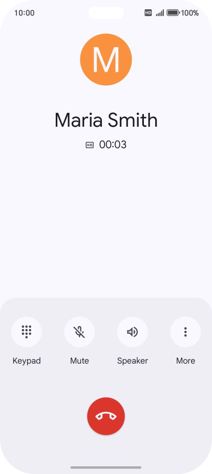 Press the end call icon.