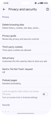 Press Delete browsing data.