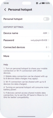 Press Device name and key in the required name for the Wi-Fi hotspot.