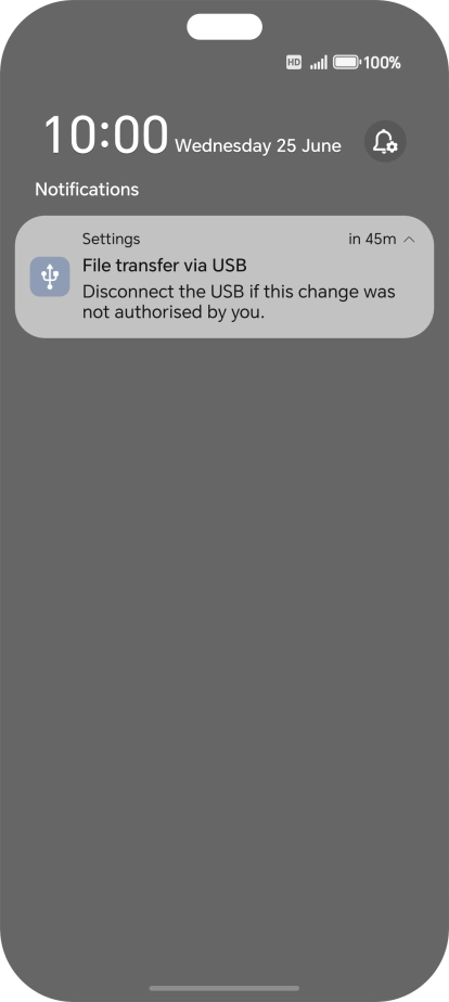 Press the USB icon. Press the USB icon.