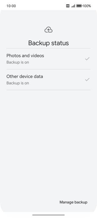 Press Manage backup.