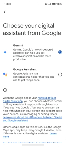 Press the required voice control assistant.