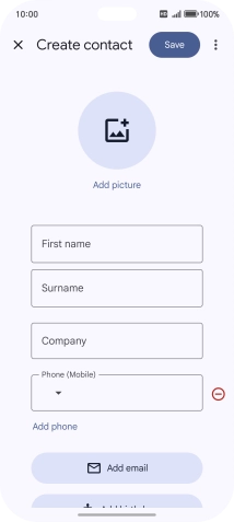 Press First name and key in the required first name. Press First name and key in the required first name.