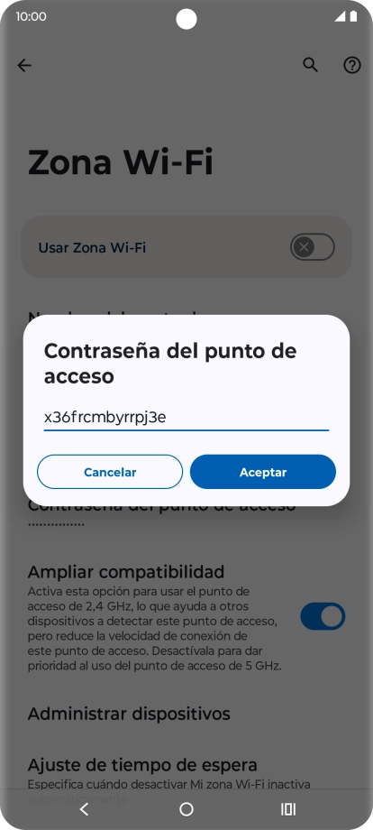 Introduce la contraseña deseada y pulsa Aceptar.