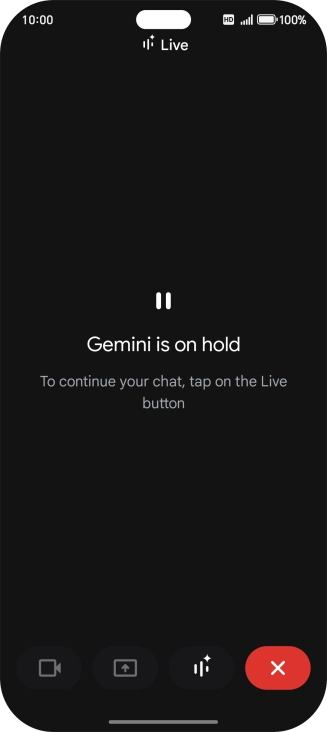 To resume the conversation, press the resume icon. To resume the conversation, press the resume icon.