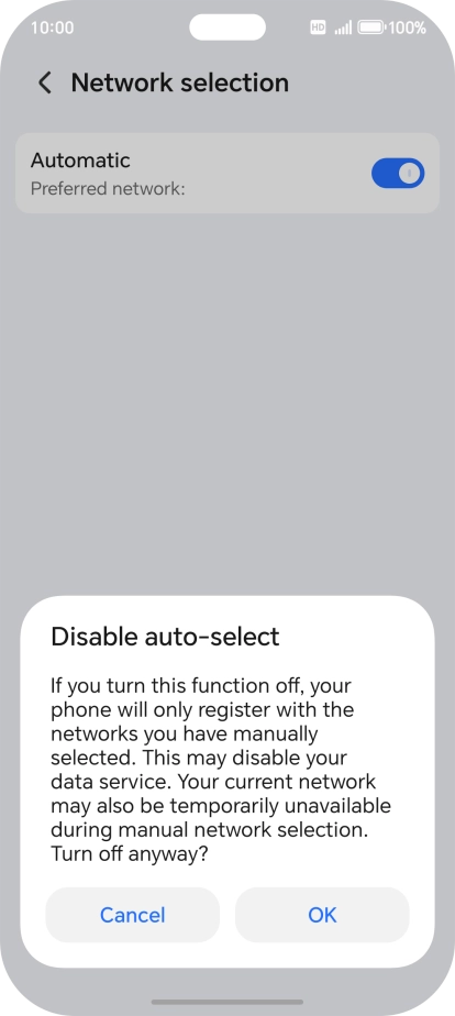 Press OK and your phone will search for networks.