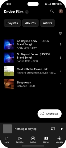 Press the required audio file.