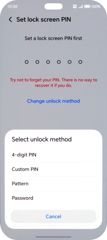 Press the required phone lock code and follow the instructions on the screen to create an additional phone lock code.