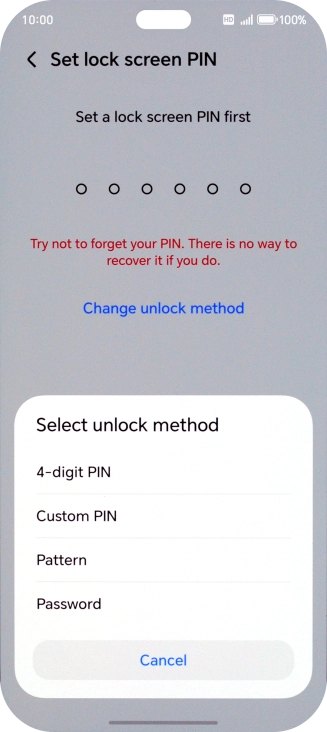 Press the required phone lock code and follow the instructions on the screen to create an additional phone lock code.