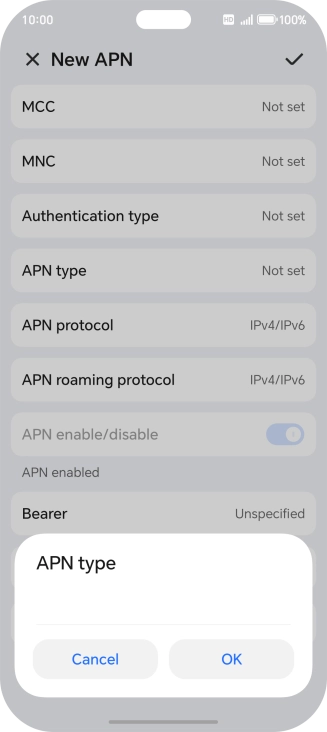 Key in default and press OK.