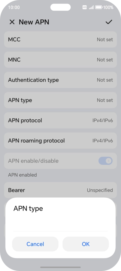 Key in default and press OK.