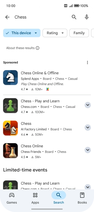 Press the required app.