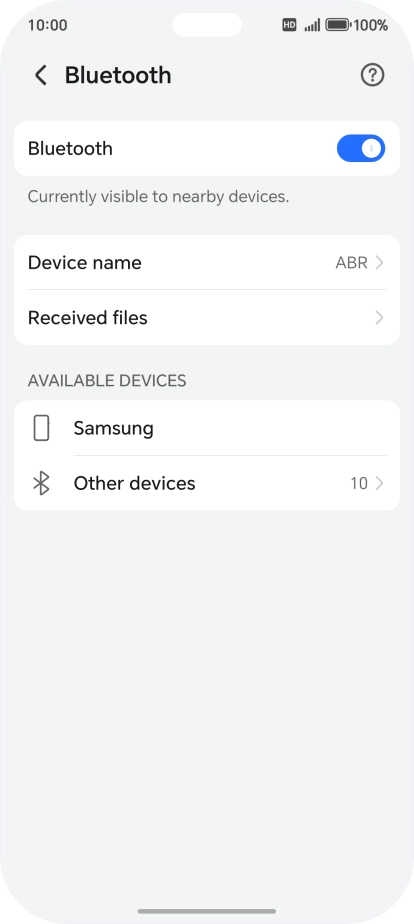 Press the required Bluetooth device and follow the instructions on the screen to pair the device with your phone.