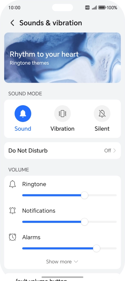 Press the required setting below 