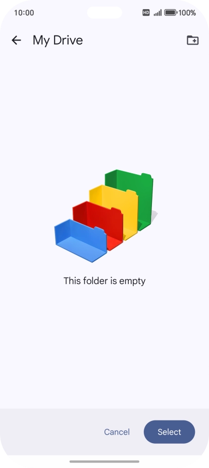 To create a new folder, press the new folder icon and follow the instructions on the screen to create a new folder.