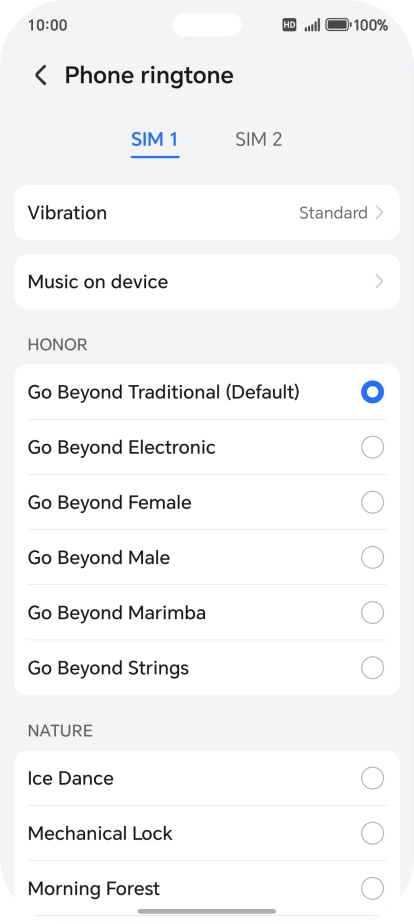 Press the required ring tones to hear them.