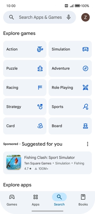 Press the search field.