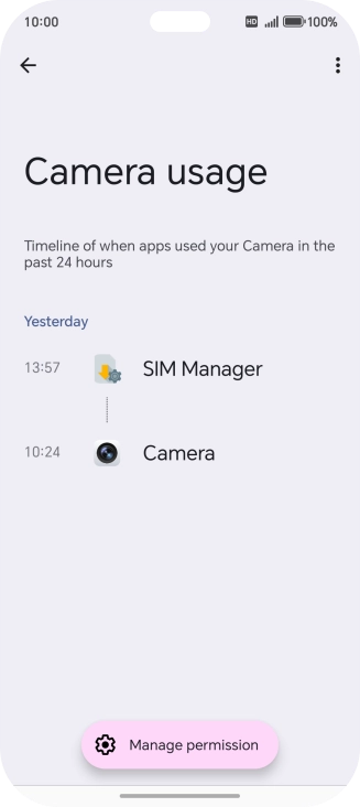 The total app activity for the selected phone function is displayed.