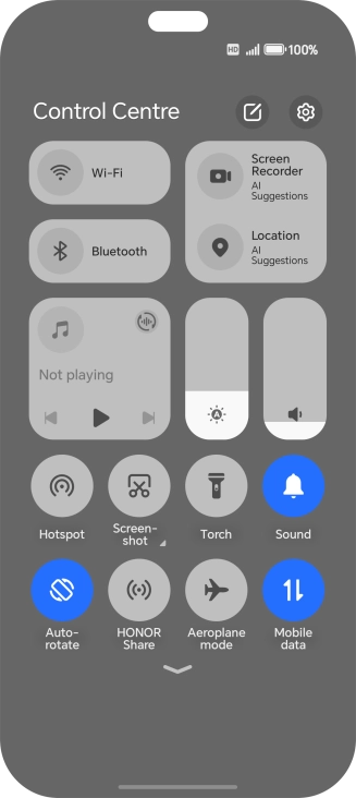 Press the sound mode icon the necessary number of times to turn silent mode on or off.