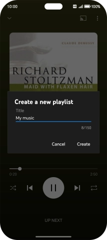 Key in a name for the playlist and press Create.