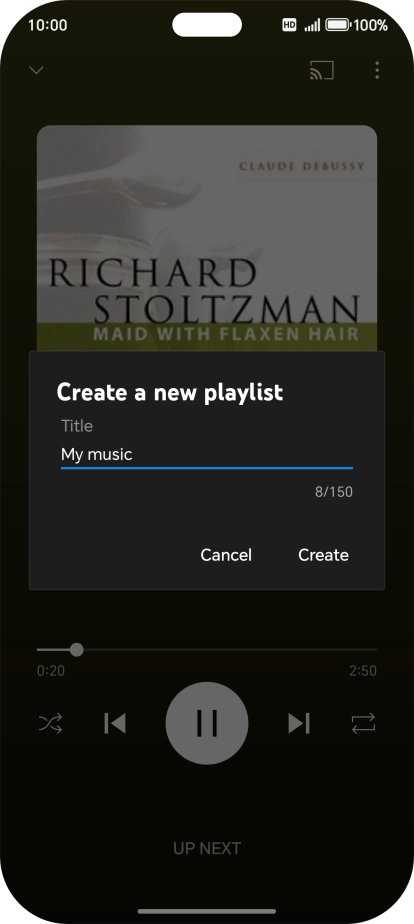 Key in a name for the playlist and press Create.