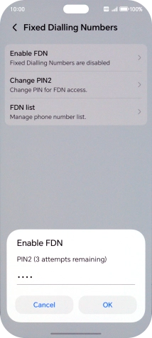 Key in your PIN2 and press OK. The default PIN2 is 1111.