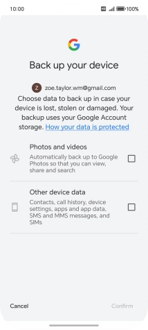 Press the fields next to the required data types to select them.