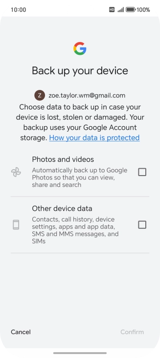 Press the fields next to the required data types to select them.