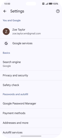Press Privacy and security.