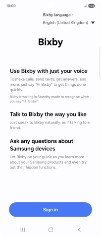 Press Sign in and follow the instructions on the screen to log on to your Samsung account.