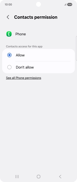Press the required setting.