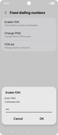 Key in your PIN2 and press OK. The default PIN2 is 1111.