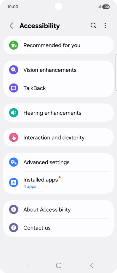 Press Vision enhancements and follow the instructions on the screen to select the required settings.
