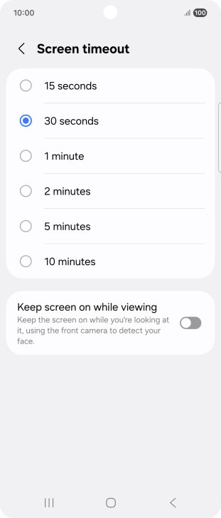 Press the required setting.