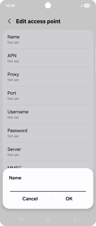 Key in Vodafone Internet and press OK.