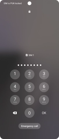 Key in the PUK and press OK.