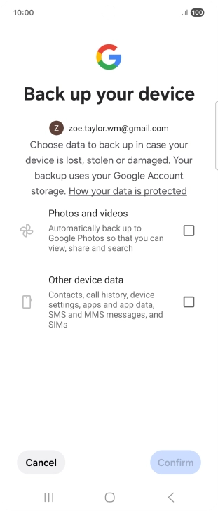 Press the fields next to the required data types to select them.