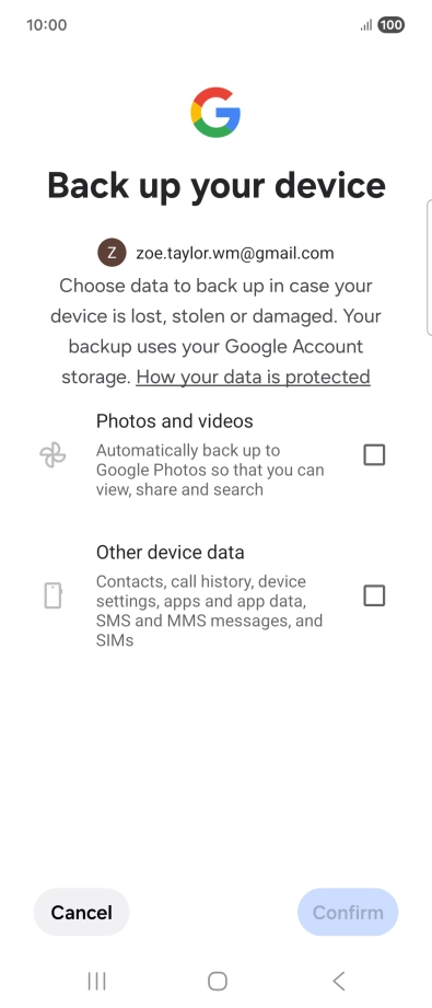Press the fields next to the required data types to select them.