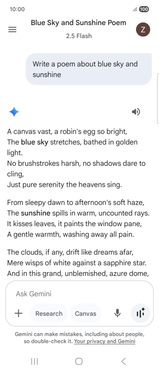 You can ask Gemini to generate a text based on your description.