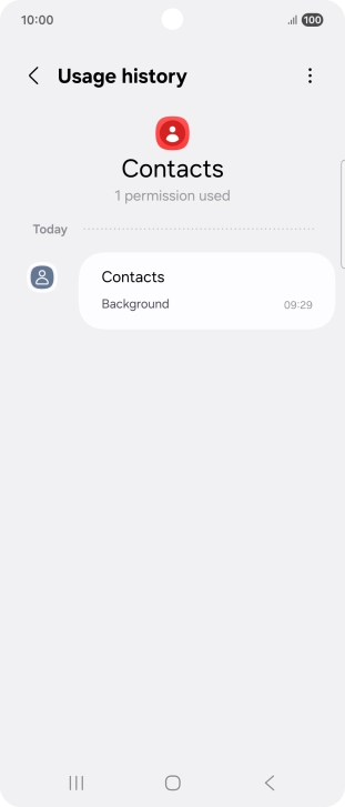 The app activity for the selected app is displayed.