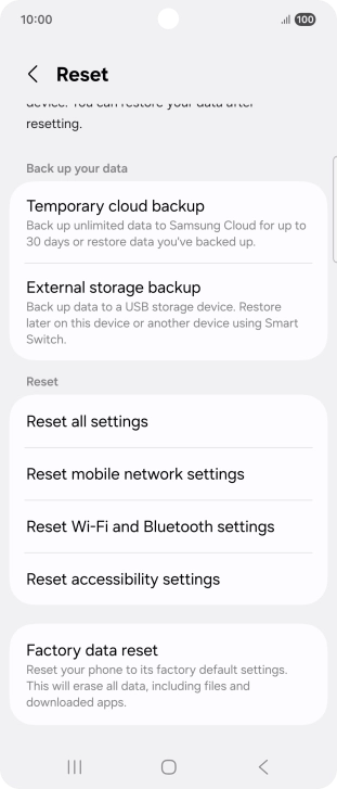 Press Reset mobile network settings.
