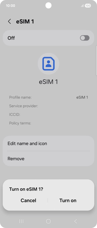 If you turn on use of the price plan, press Turn on.