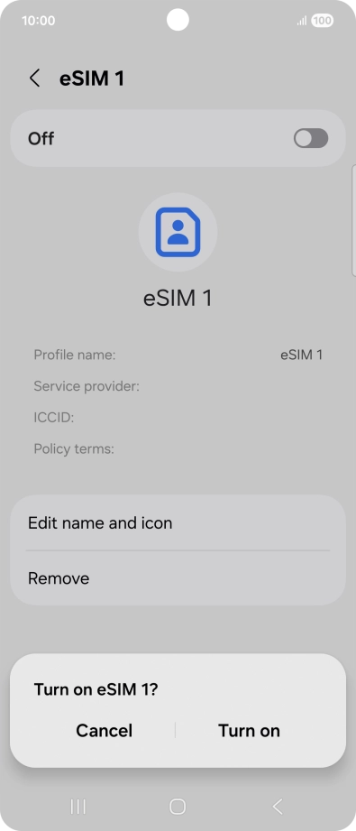 If you turn on use of the price plan, press Turn on.