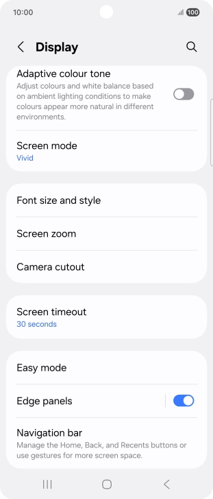 Press Screen timeout.