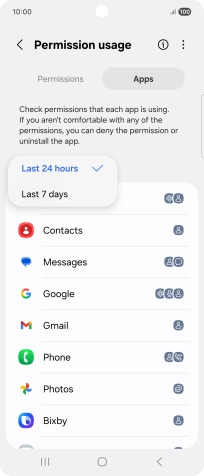 Press the required setting.