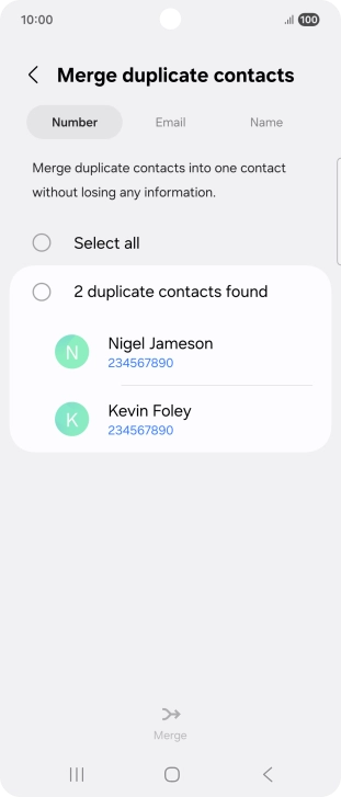 Press the field next to the required number.